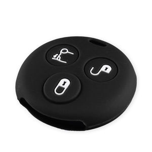 Smart Car Fortwo 3 Button Key Silicone Protector Case Holder, Black