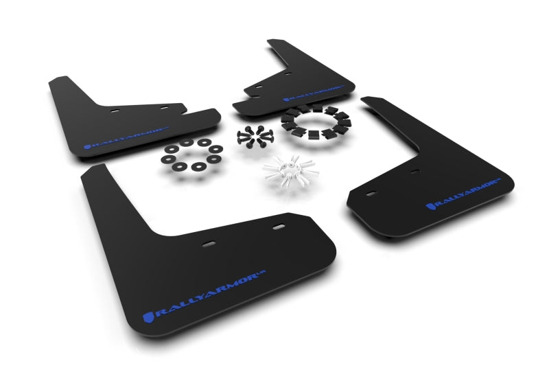 Tesla Model Y Mud Flap Set, Rally Armor Blue Logo, 2020-2024