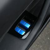 Tesla Model 3, Y Window Lift Switch Button, Door Open, Cover Kit, Blue Aluminum