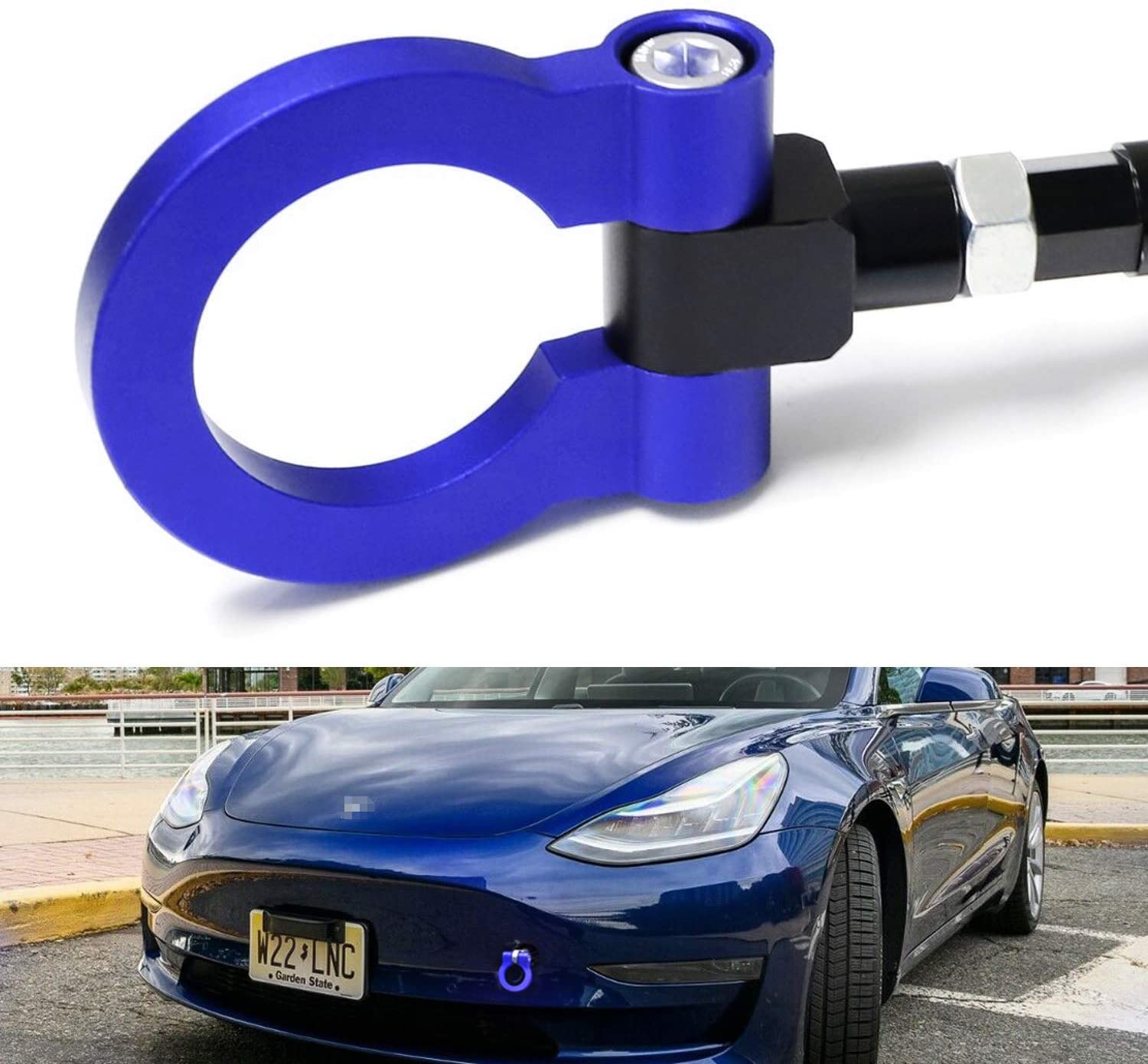 Tesla Model 3, Y Front Tow Hook T6 Lightweight Aluminum, Blue
