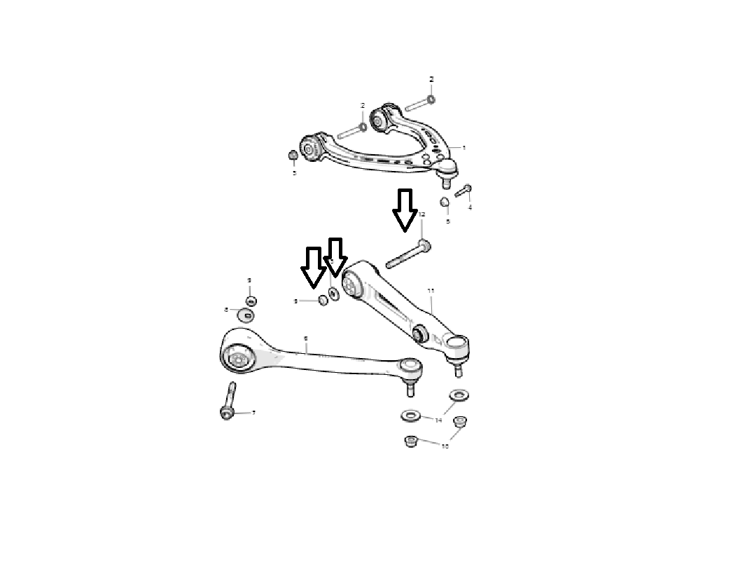 Tesla Model S, X Front Lower Rearward Control Arm Cam Bolt, Nut, & Washer, 2012-2021