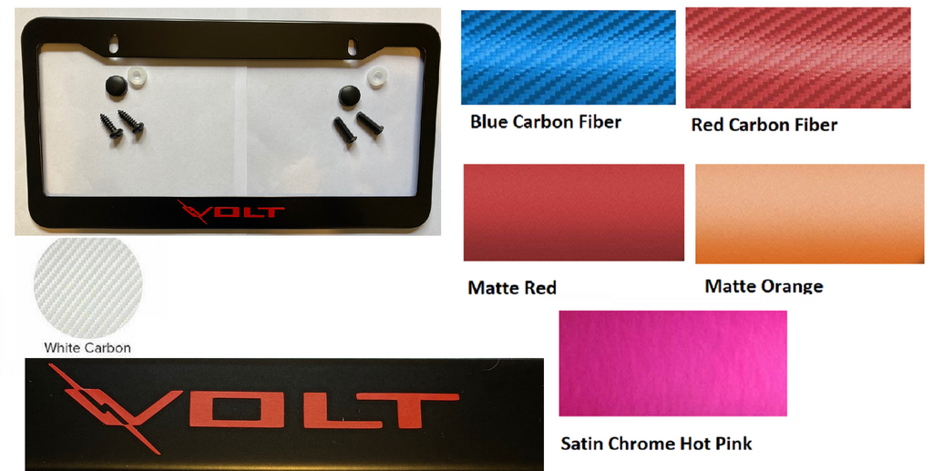 Chevy Volt Black Steel License Plate Frame W/ Logo, 2011-2019