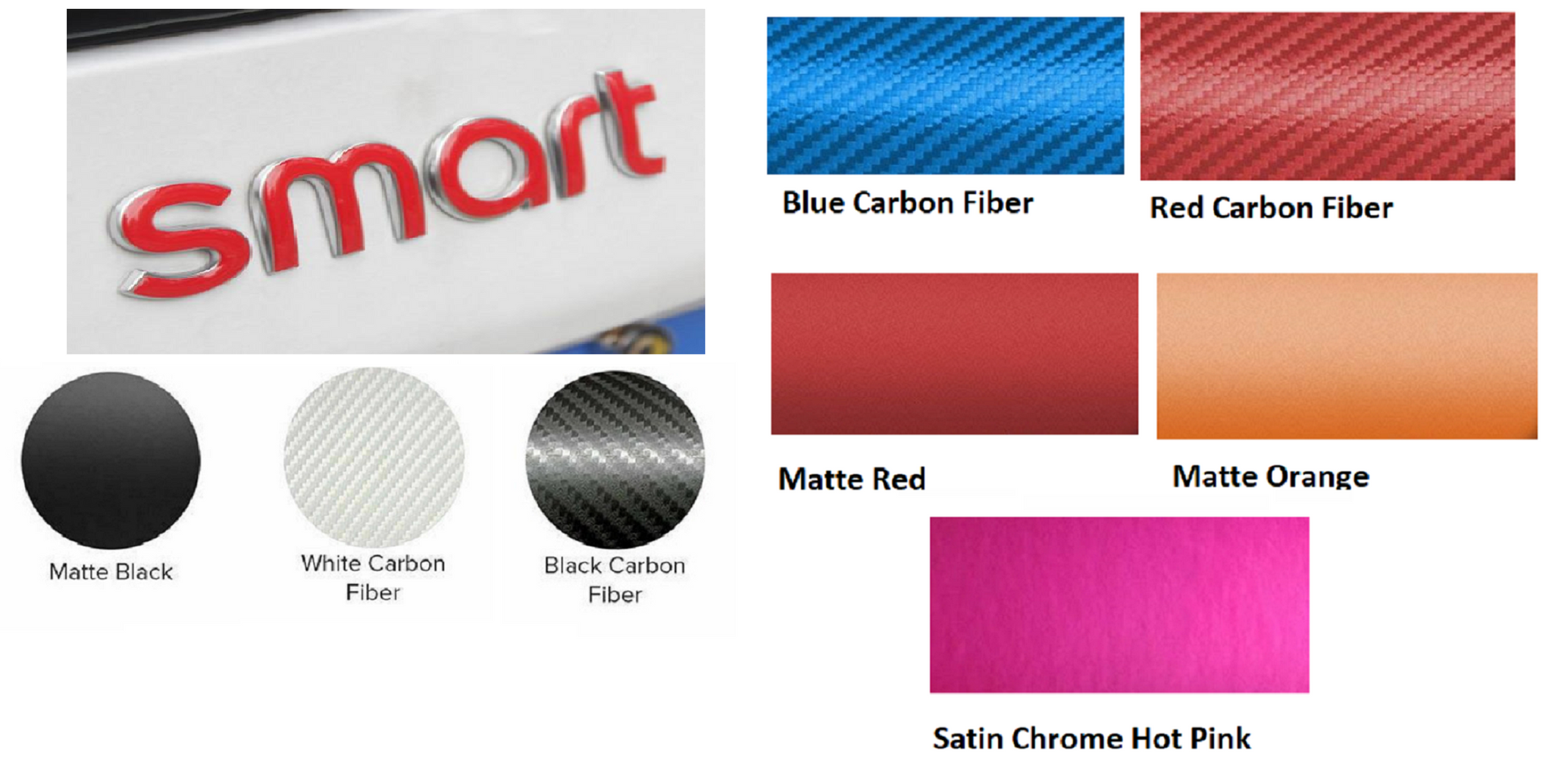 Smart Car ForTwo Rear Emblem Decal SMART Overlay Sticker, Many Colors