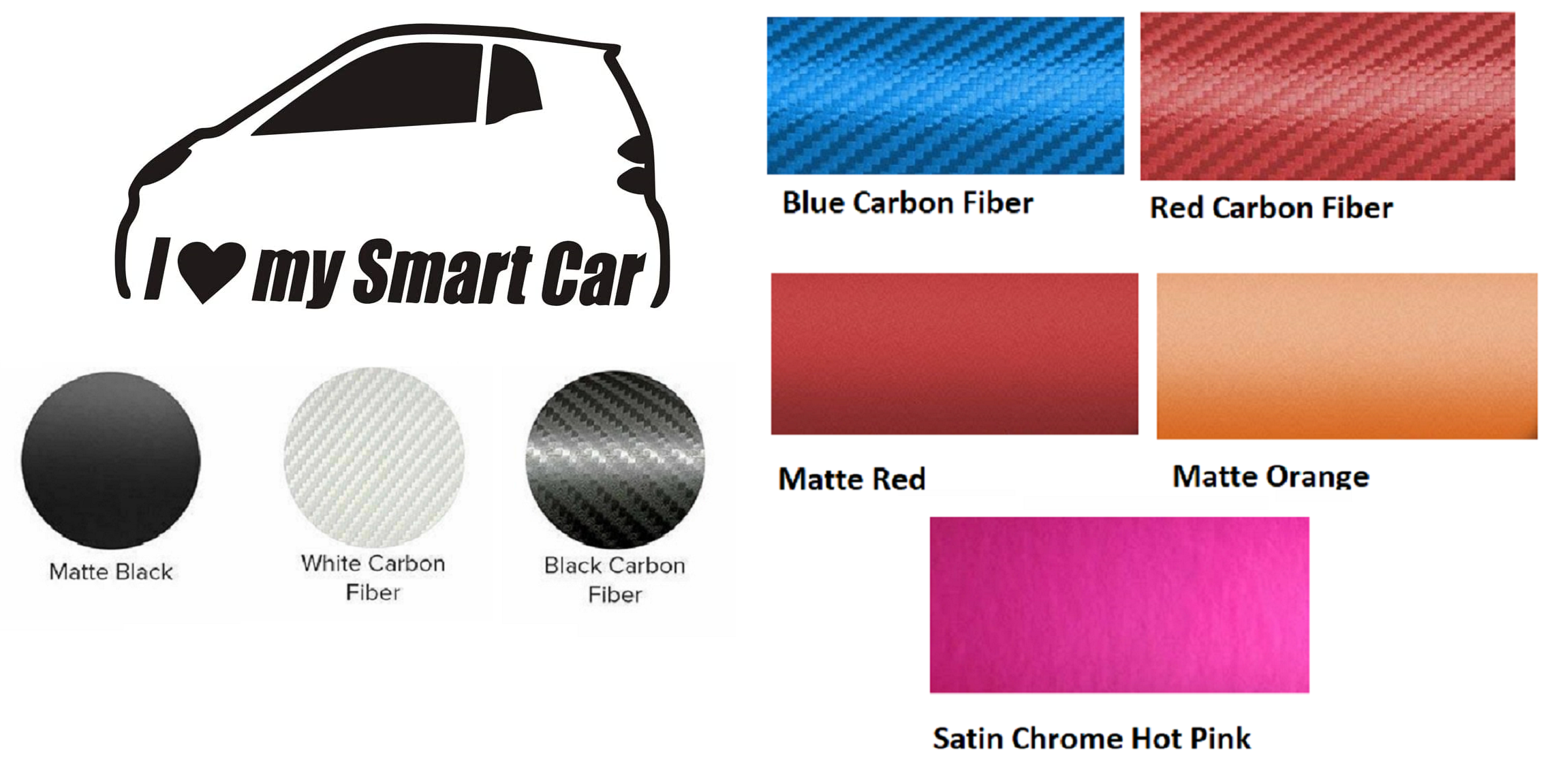 Smart Car Fortwo Decal "I Love My Smart Car", Many Colors