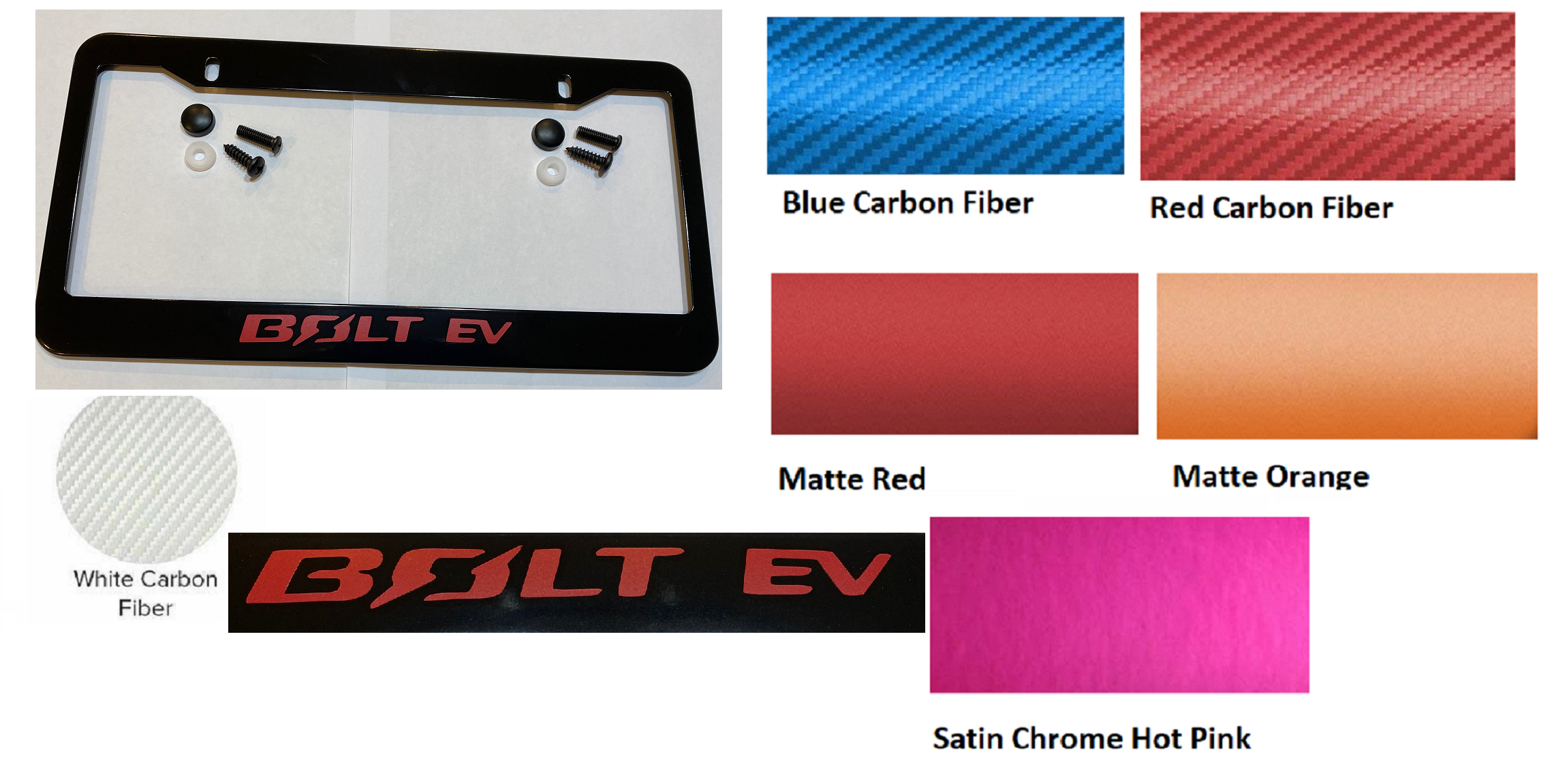 Chevy Bolt EV Black Steel License Plate Frame W/ Logo