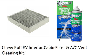 Chevy Bolt EV, EUV Interior Vent & Cabin Filter Cleaning Kit, 2017-2023