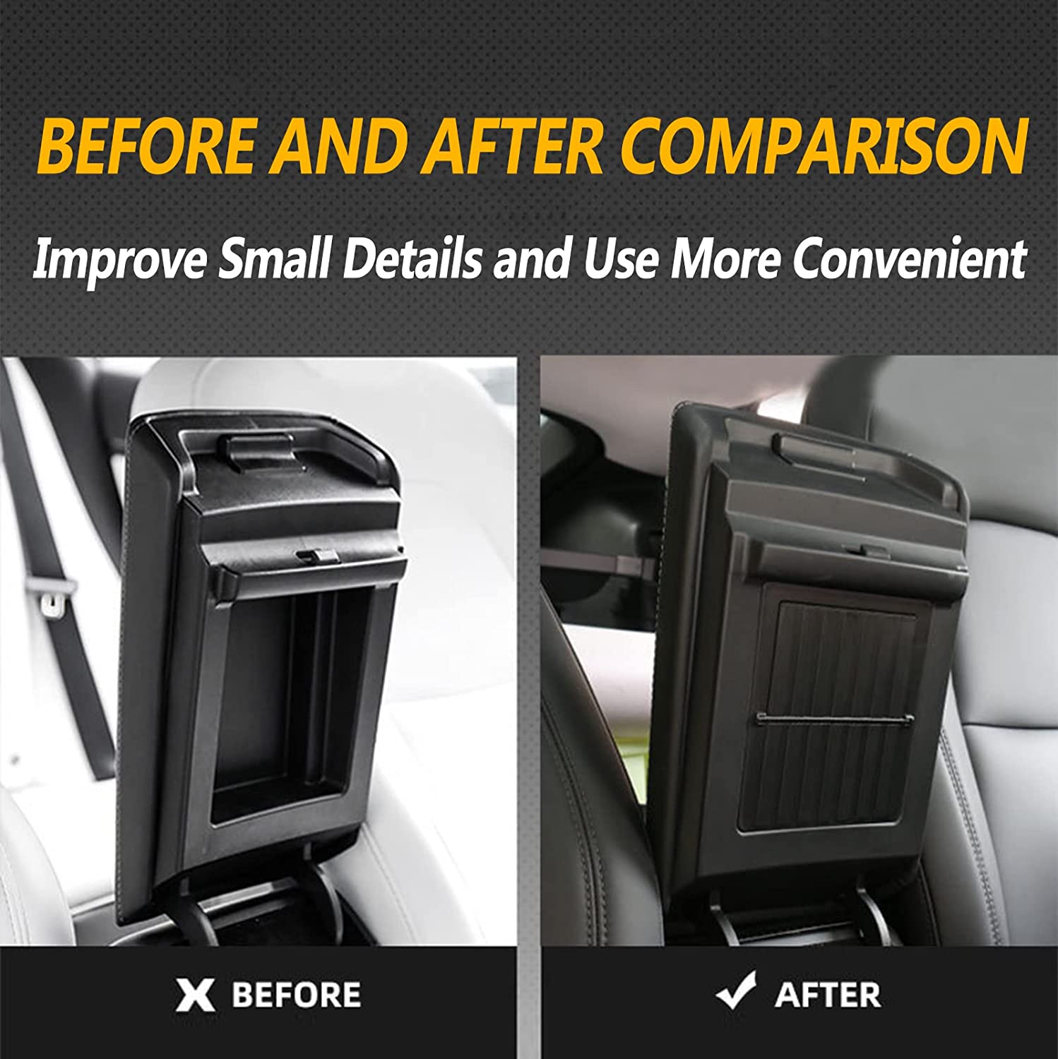 Tesla Model 3, Y, Center Console Organizer Armrest Hidden Storage Box, Black