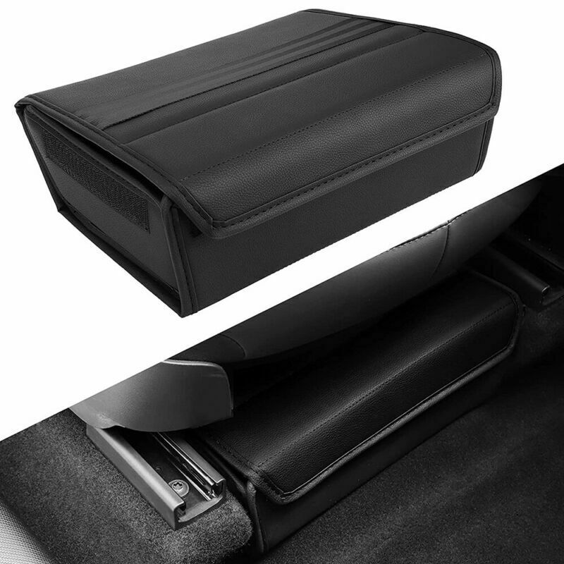 Tesla Model Y Under Seat Storage Box Organizer, Black PU Leather, 2020-2021