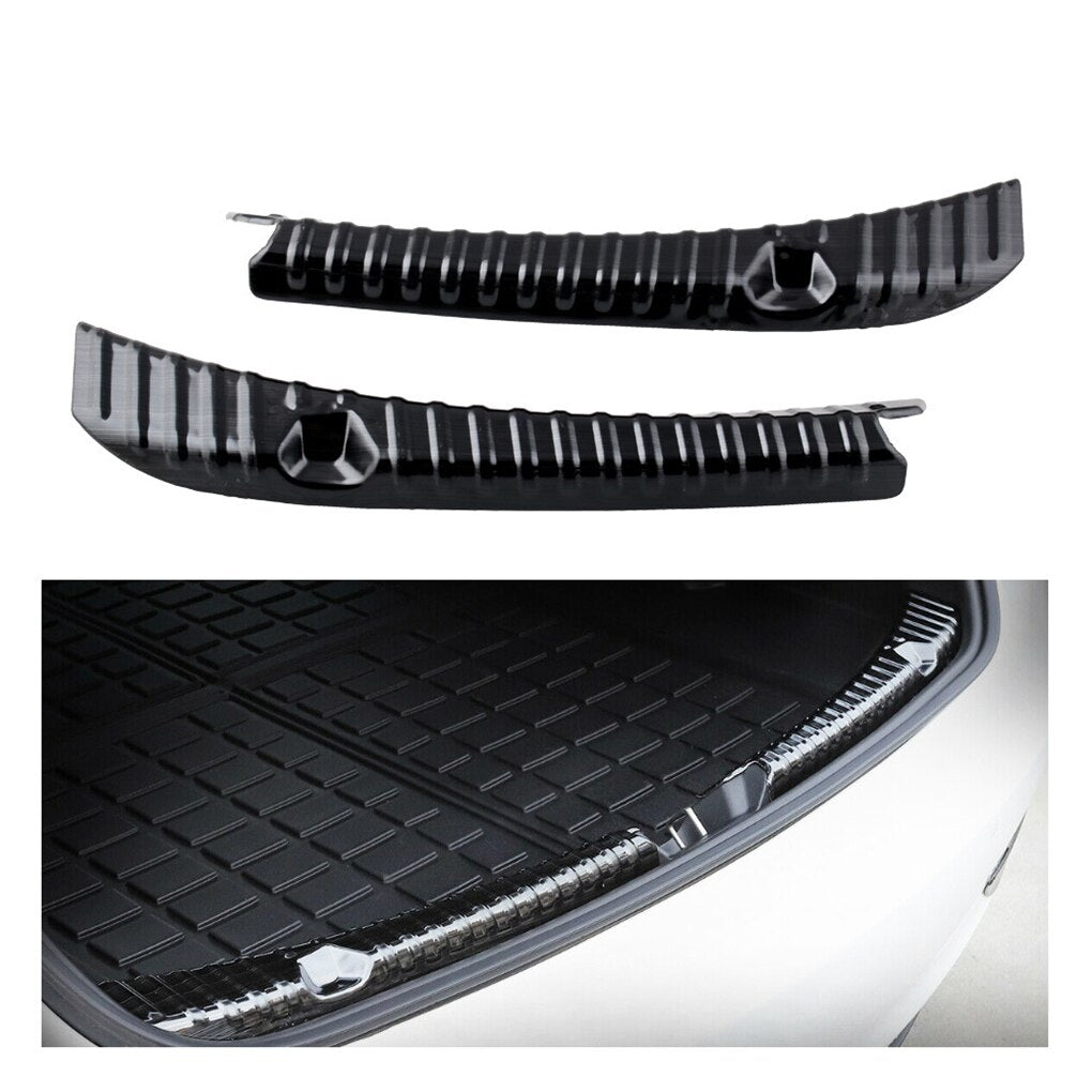 Tesla Model 3 Trunk Sill Protector Scuff Plates, Stainless Steel Brushed Black, 2017-2023