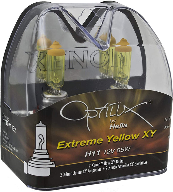 Smart Car Fortwo Hella Optilux H11 55W XY Extreme Yellow Headlight Bulbs (Pair), 2008-2015