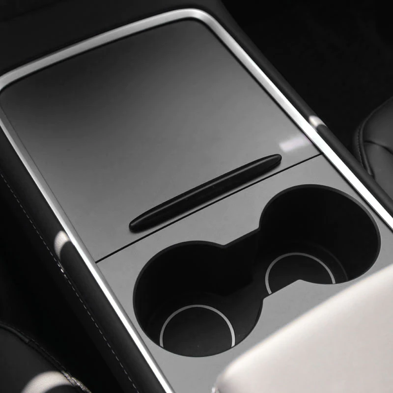 2021 Tesla Model 3, Y, Central Console Slide Cover Button Protective Cover, Matte Black, 2021