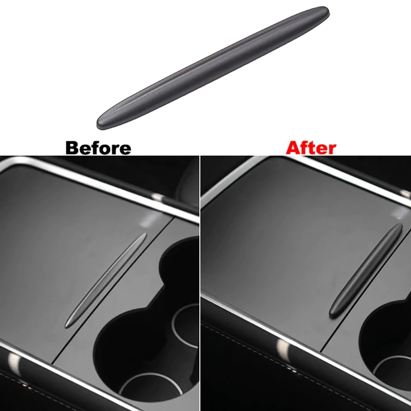 2021 Tesla Model 3, Y, Central Console Slide Cover Button Protective Cover, Matte Black, 2021