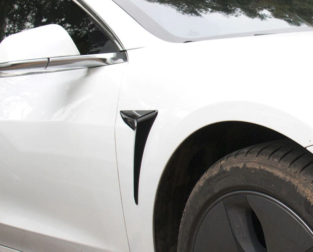 Tesla Model 3 Side Camera, Turn Signal Trim Covers, Black, 2017-2021