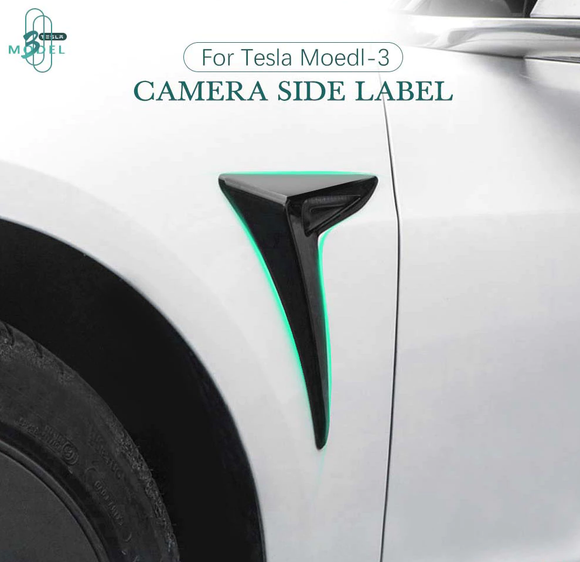 Tesla Model 3 Side Camera, Turn Signal Trim Covers, Black, 2017-2021