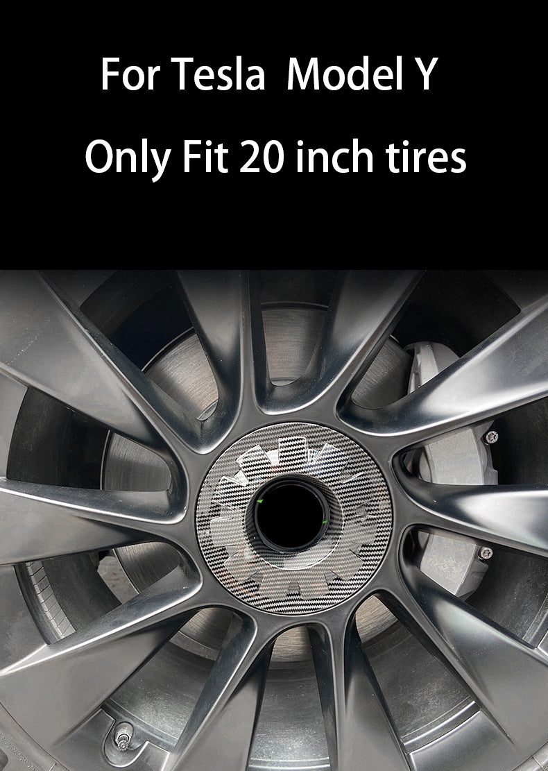 Tesla Model Y ABS Wheel Center Caps Hub Covers, 20 & 21 Inch, Matte Carbon Fiber, 4PCS Set, 2020-2022