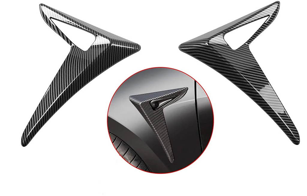Tesla Model 3 Side Camera, Turn Signal Trim Covers, Carbon Fiber, 2017-2021
