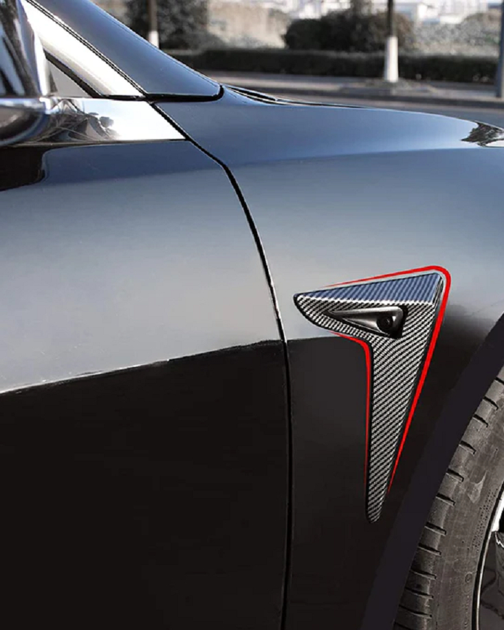 Tesla Model 3 Side Camera, Turn Signal Trim Covers, Carbon Fiber, 2017-2021