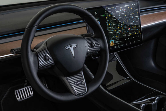 Tesla Model 3, Y, Carbon Fiber Steering Wheel Trim