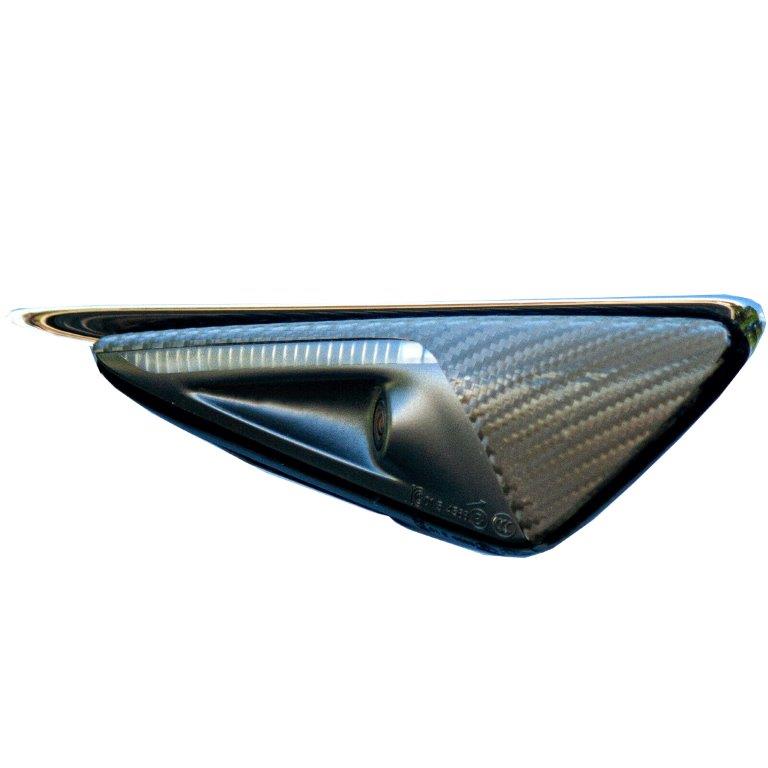 Tesla Model 3 Chrome Delete Vinyl Blackout Kit, Side Camera Trim, Black Carbon Fiber