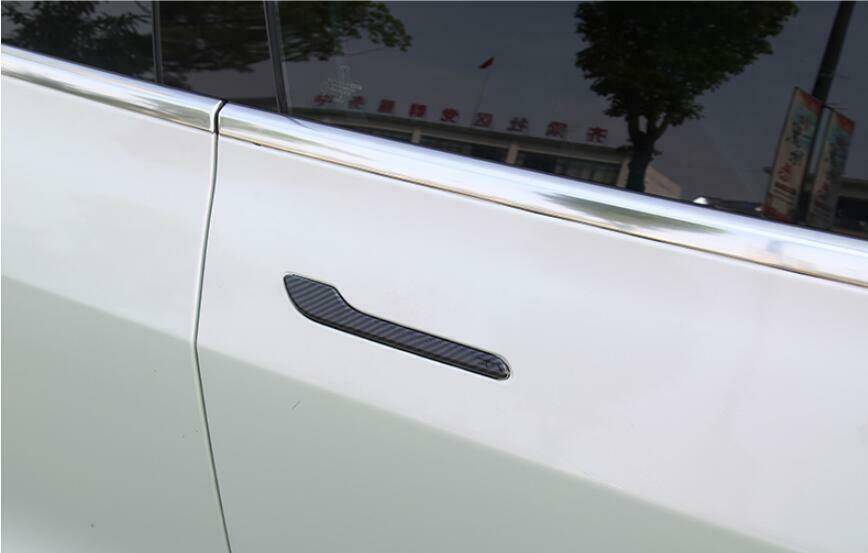 Tesla Model 3, Y, Door Handle Covers, ABS, Matte Carbon Fiber, 2017-2025