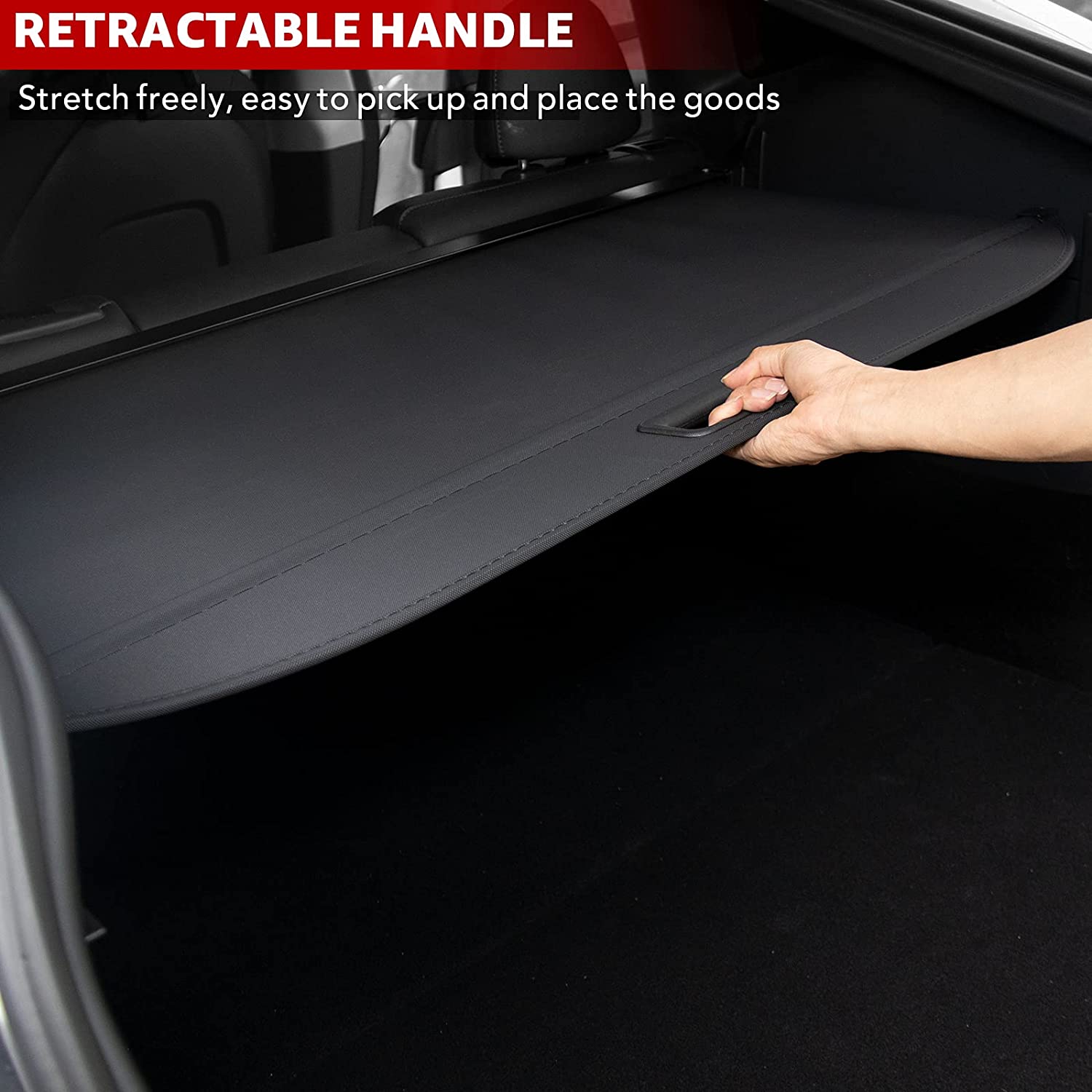Tesla Model Y Premium Rear Trunk Cargo Cover, Retractable, Privacy Shade, 2020-2022