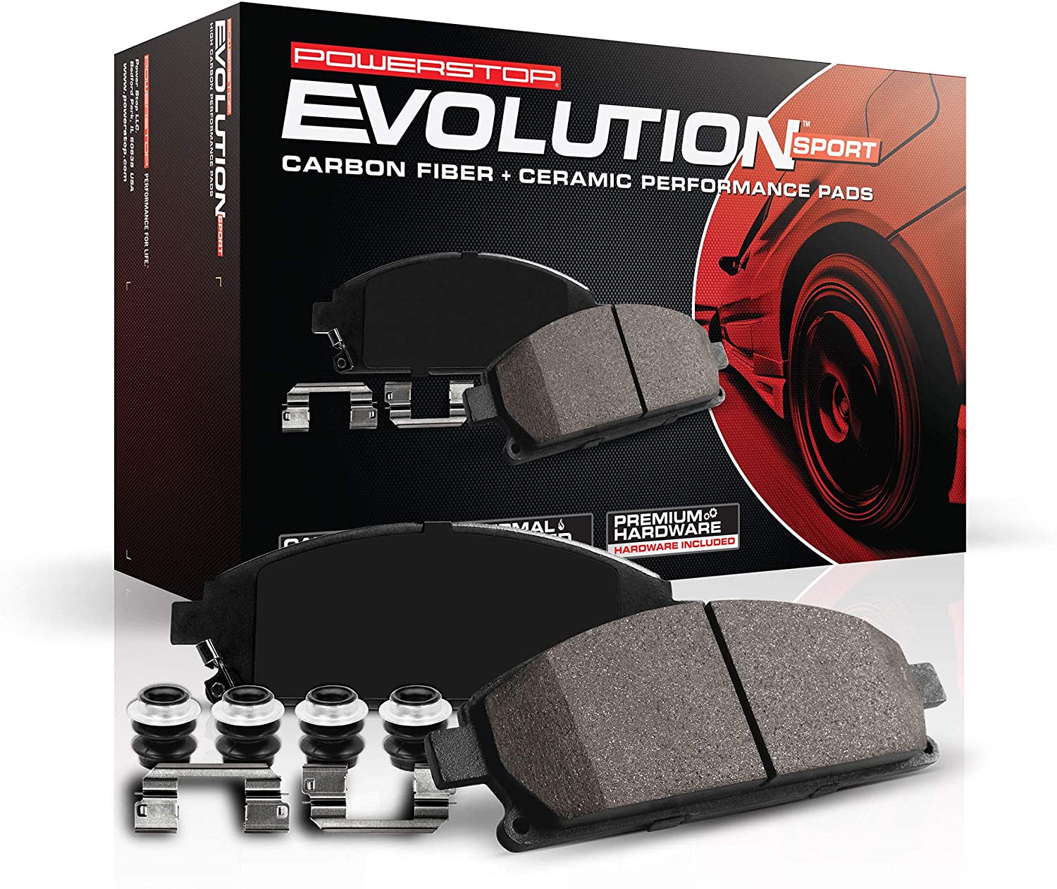 Smart Car Fortwo Power Stop Front Z23 Evolution Sport Brake Pads w/Hardware, Ceramic, 2016-2019