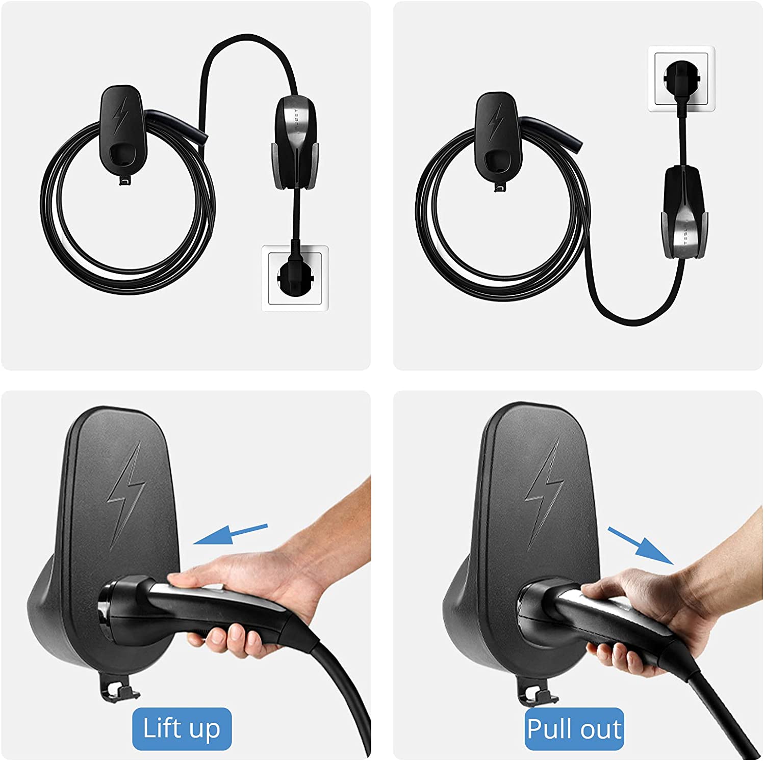 Tesla Model S, 3, X, Y Charging Cable Organizer and Connector Holder with Hook