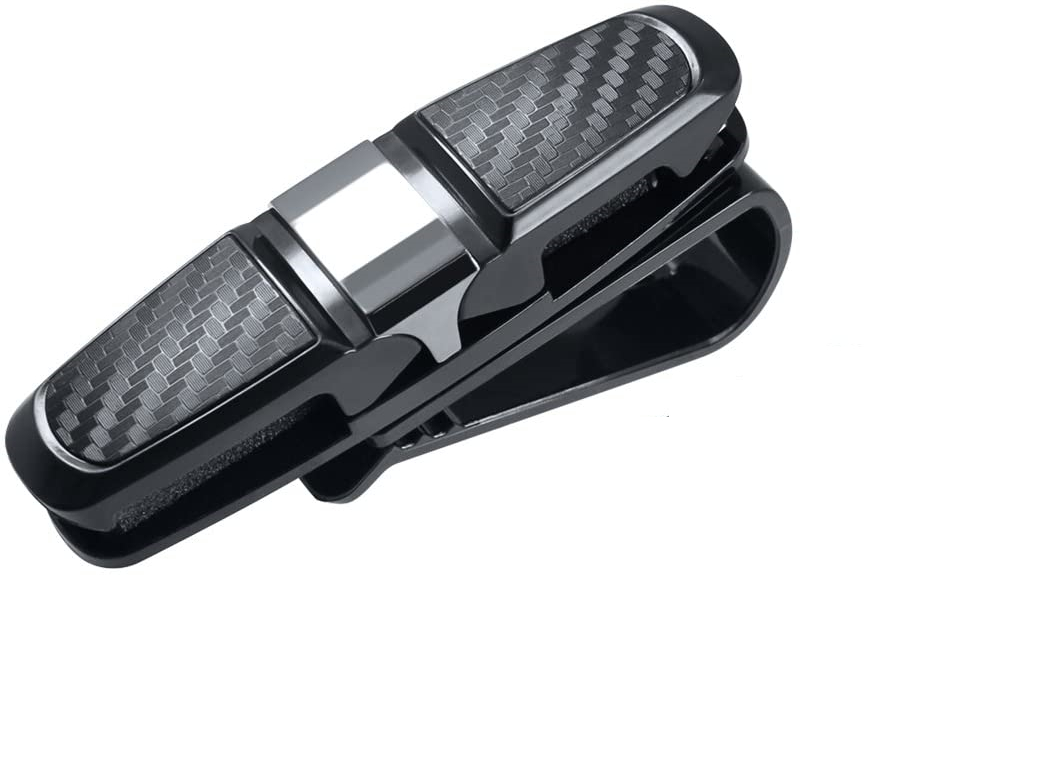 Tesla Model S, 3, X, Y Sun Visor Sunglasses, Eyeglasses Mount with Ticket Card Clip, Black Carbon Fiber