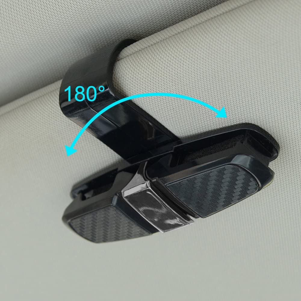 Tesla Model S, 3, X, Y Sun Visor Sunglasses, Eyeglasses Mount with Ticket Card Clip, Black Carbon Fiber