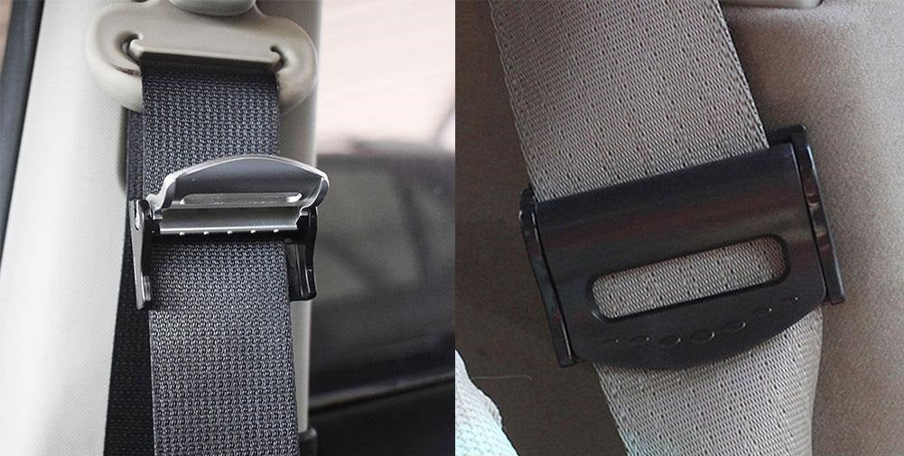 Tesla Model S, 3, X, Y Safety Adjustable Shoulder Seat Belt Stoppers Plastic Clips, Pair, Black