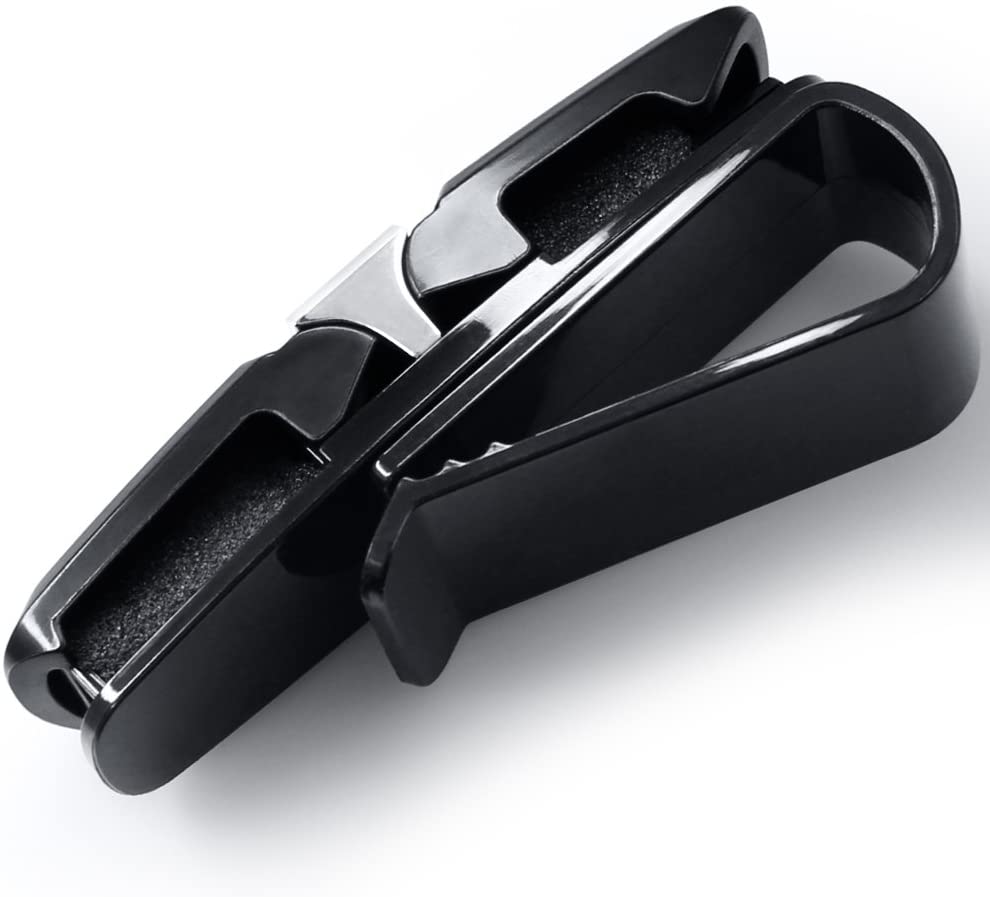 Tesla Model S, 3, X, Y, Cybertruck Sun Visor Sunglasses, Mount W/ Ticket Card Clip, Black Carbon Fiber