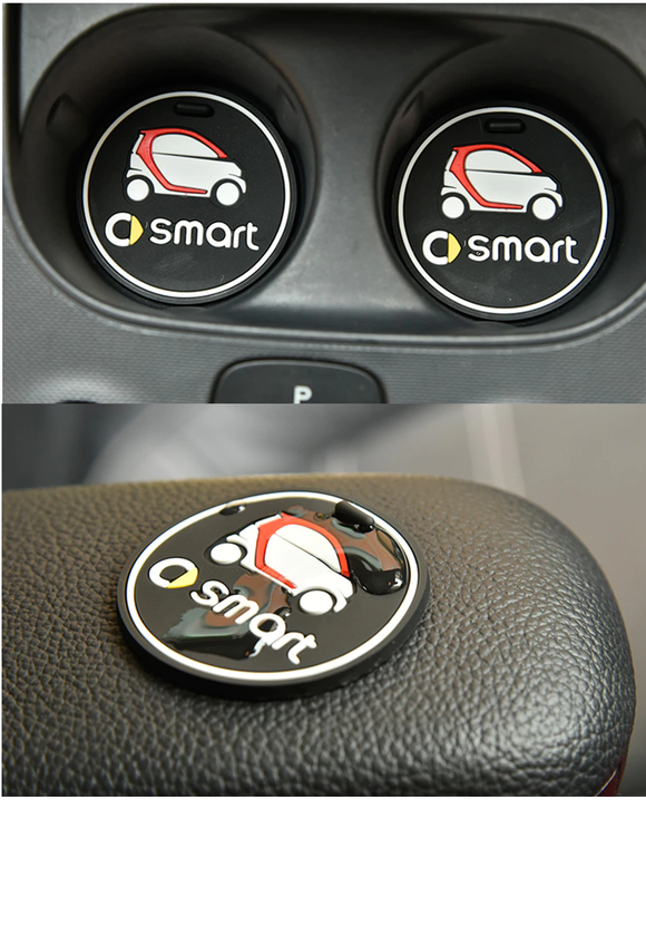 Smart Car Fortwo Cup Holder Coaster Set, Smart Car Logo, 2008-2015