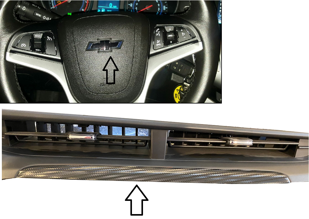 Chevy Bolt EV Center Dash Trim & Steering Wheel Combo Decal Set, Black Out, Many Colors, 2017-2021