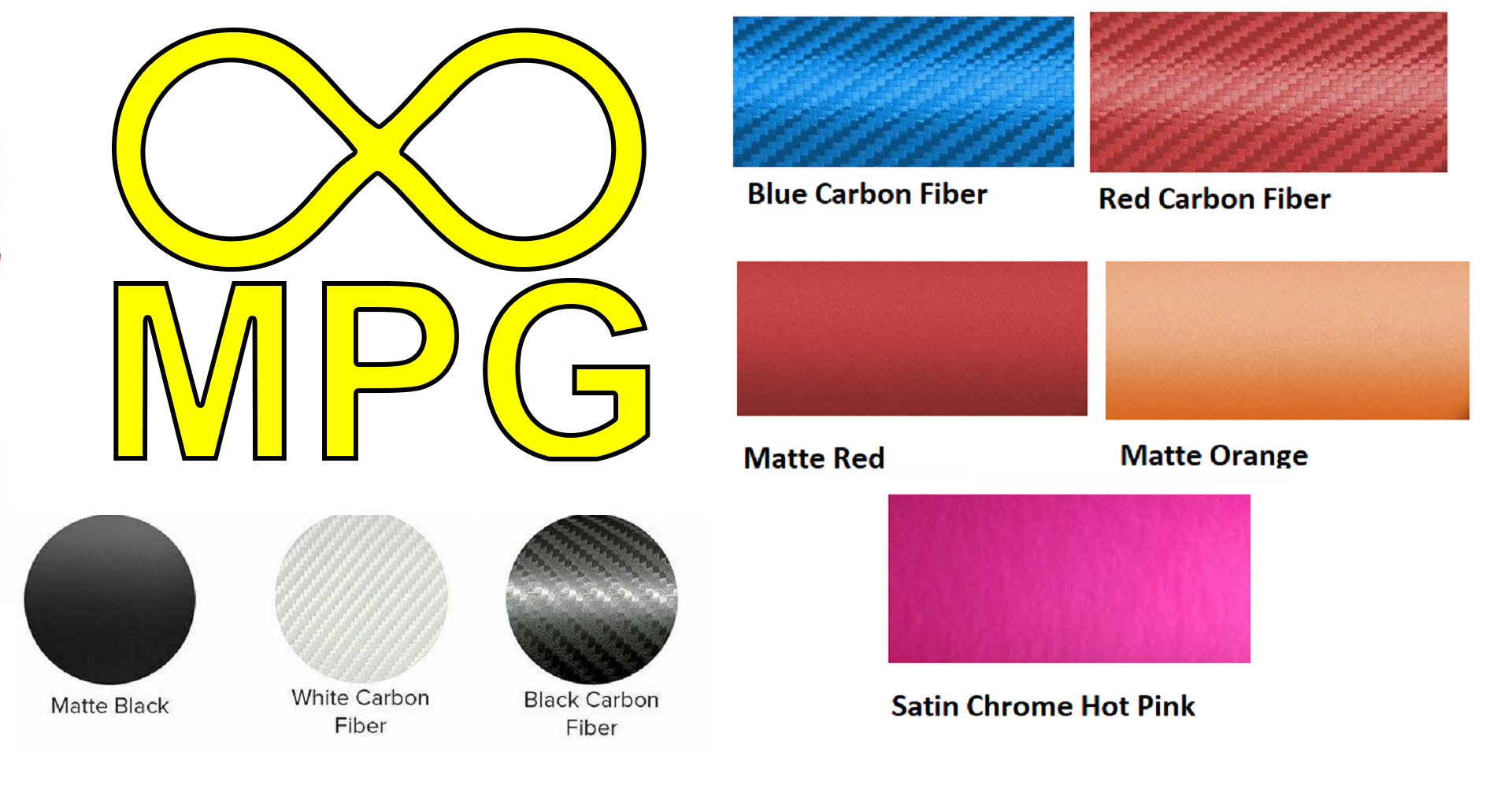 MPG Infiniti Vinyl Decal, Many Colors