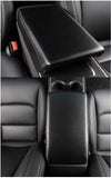 Tesla Model 3, Y, PU Leather Center Console Armrest Cover, Black Carbon Fiber