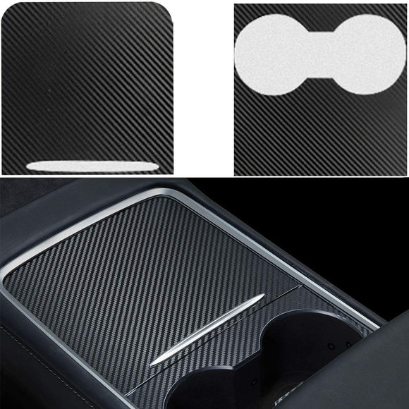 Tesla Model 3, Y Center Console Hard Cover Wrap Kit, PVC Material Cover, Carbon Fiber, 2021-2022