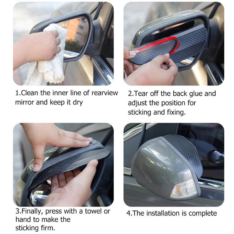 Fiat 500E Outside Mirror Shades, Rain Deflector, Carbon Fiber