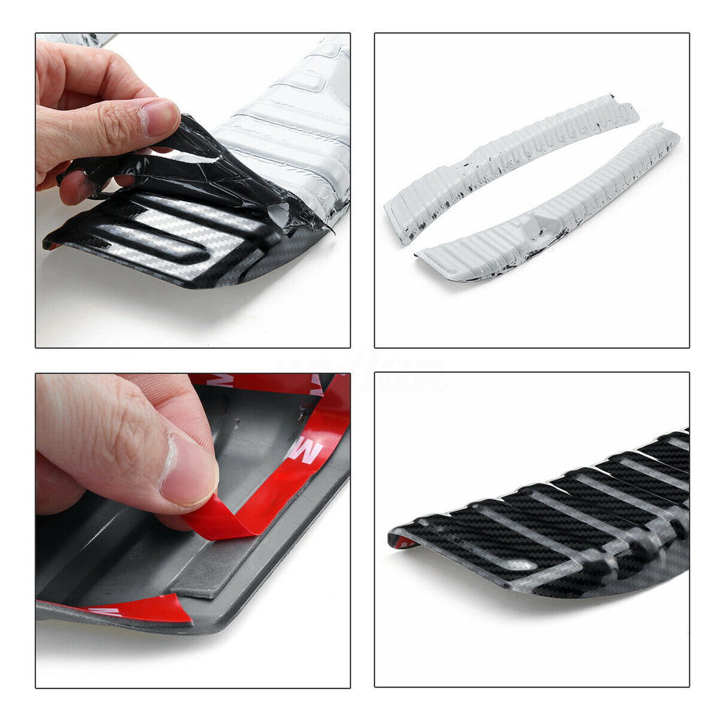 Tesla Model 3 Rear Bumper Edge Cover Guard Protector Scuff Plates, Stainless Steel Carbon Fiber, 2017-2023