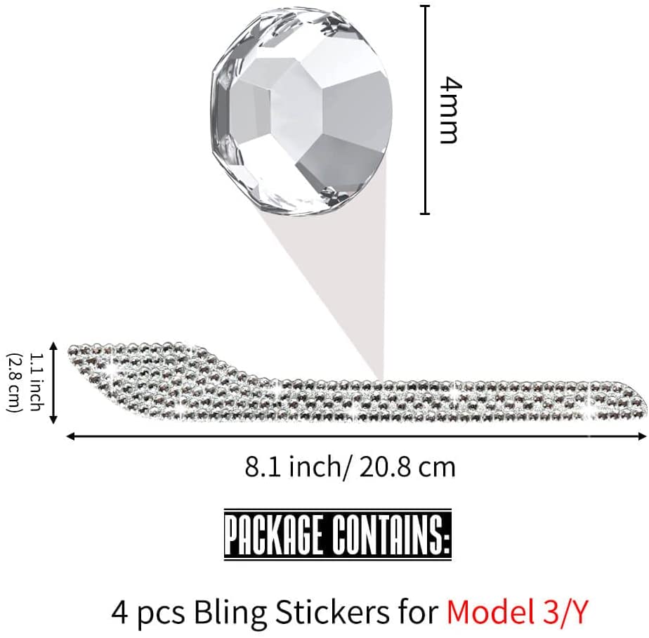 Tesla Model 3, Y Bling Crystal Rhinestone Door Handle Cover Wraps, 2017-2022

