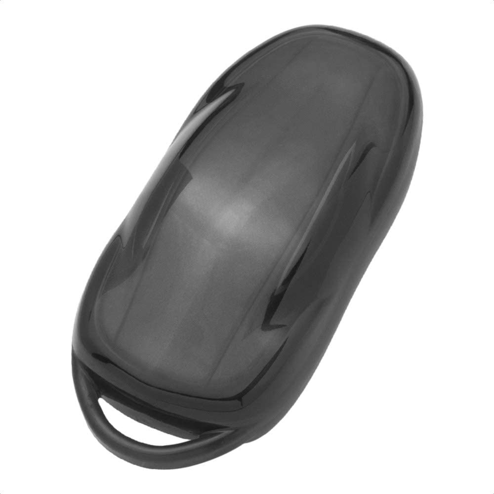 Tesla Model S, 3, Y, Soft TPU Key Fob Case Cover, Black, with Purple Crystal Diamond Key Ring