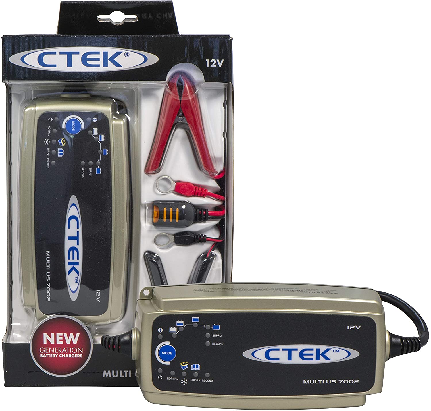 CTEK MULTI US 7002 12-Volt Battery Charger, Black