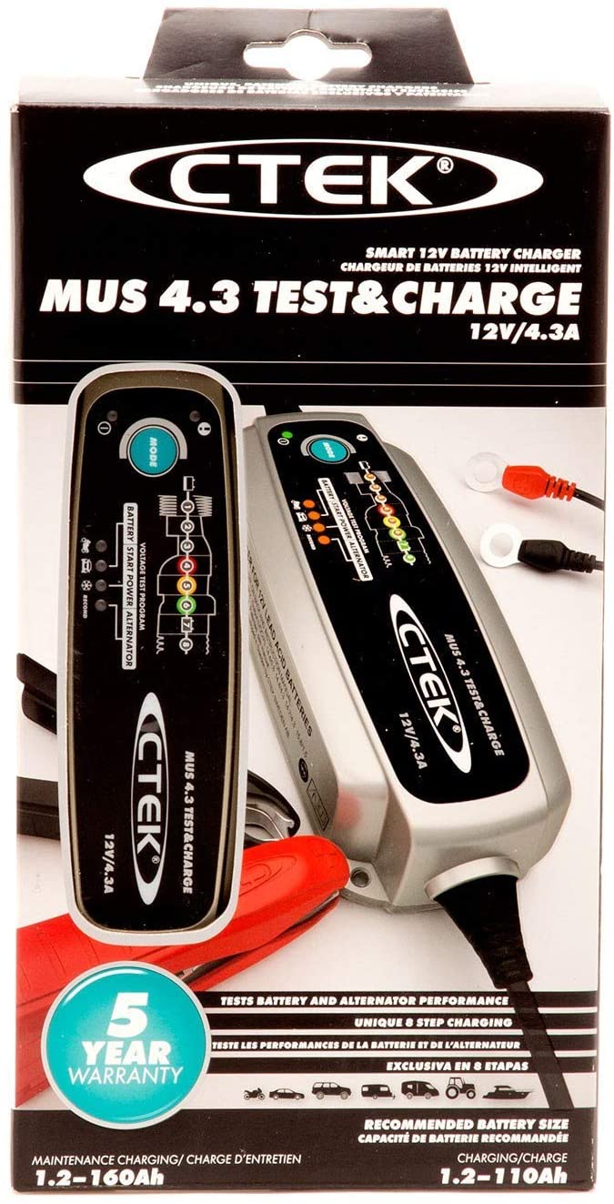 CTEK Silver MUS 4.3 TEST & CHARGE 12 Volt Fully Automatic Charger and Tester