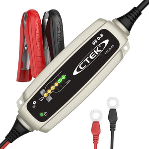 CTEK US 0.8 12 Volt Fully Automatic 6 Step Battery Charger, Black