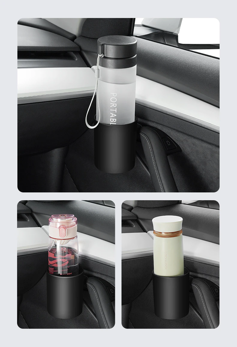 Tesla Model 3, Y Side Door Cup Holder Set, Front and Rear 4-Piece, 2017-2023