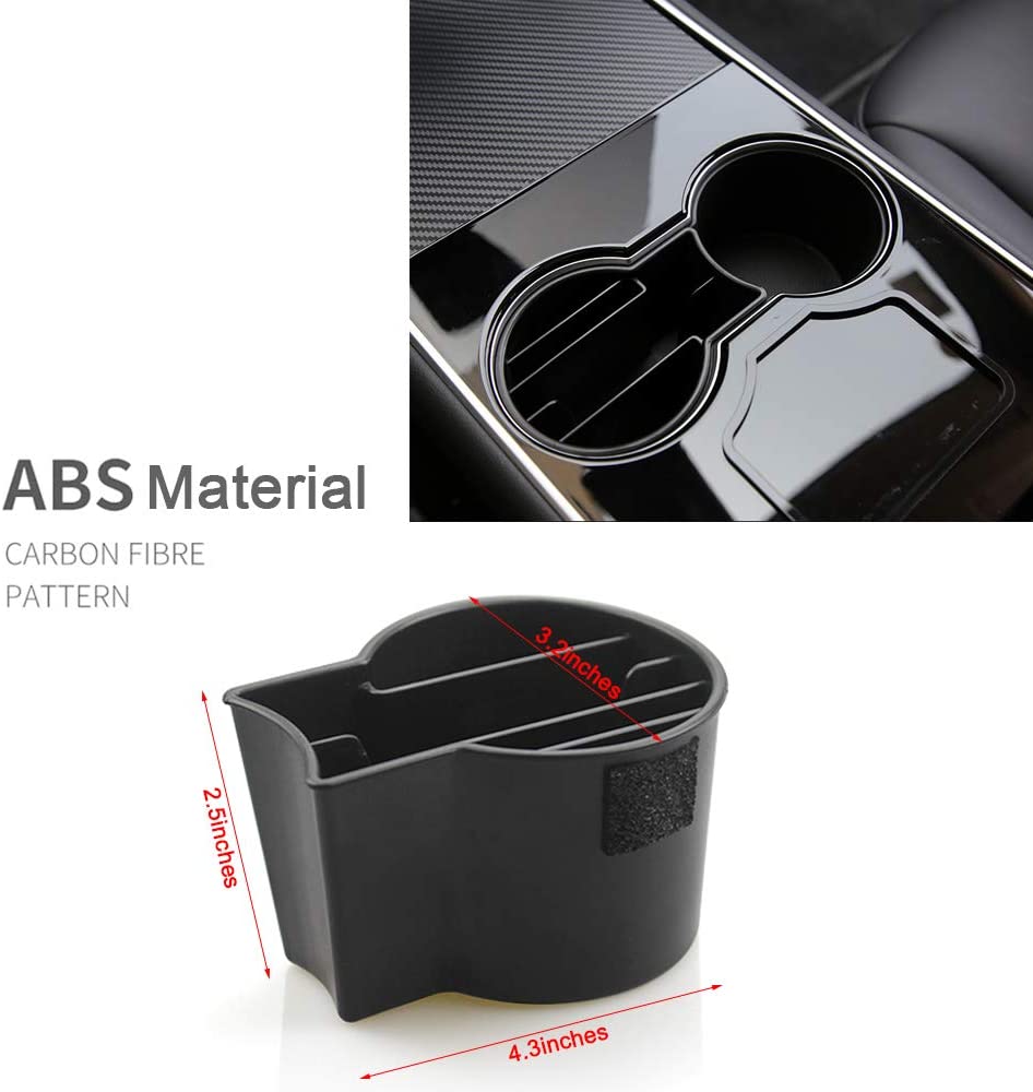 Tesla Model 3, Y Center Console Cup Holder Insert Organizer, 2017-2020