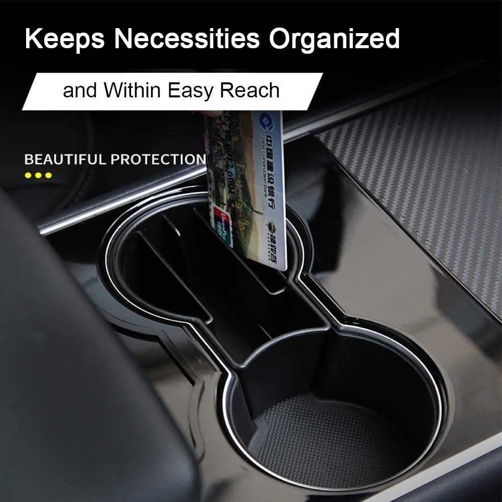 Tesla Model 3, Y Center Console Cup Holder Insert Organizer, 2017-2020
