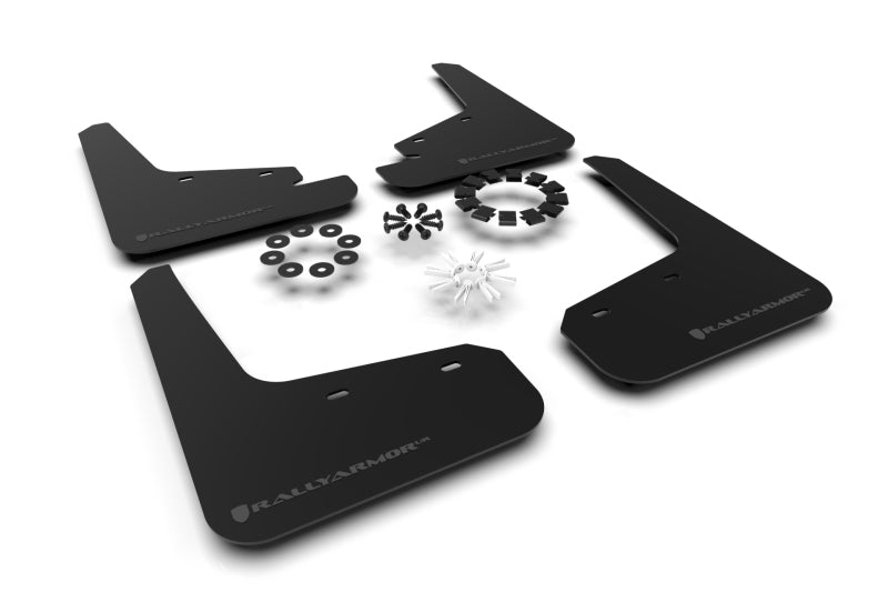 Tesla Model Y Mud Flap Set, Rally Armor Dark Gray Logo, 2020-2024