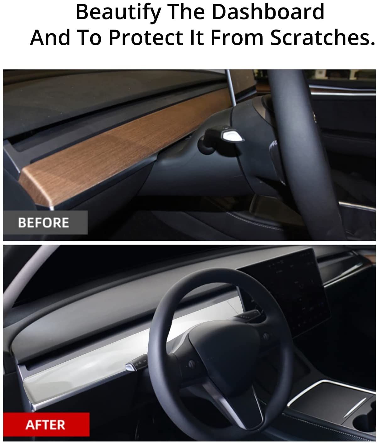 Tesla Model 3, Y Dashboard Cap Cover, ABS, Pearl White, 2017-2022