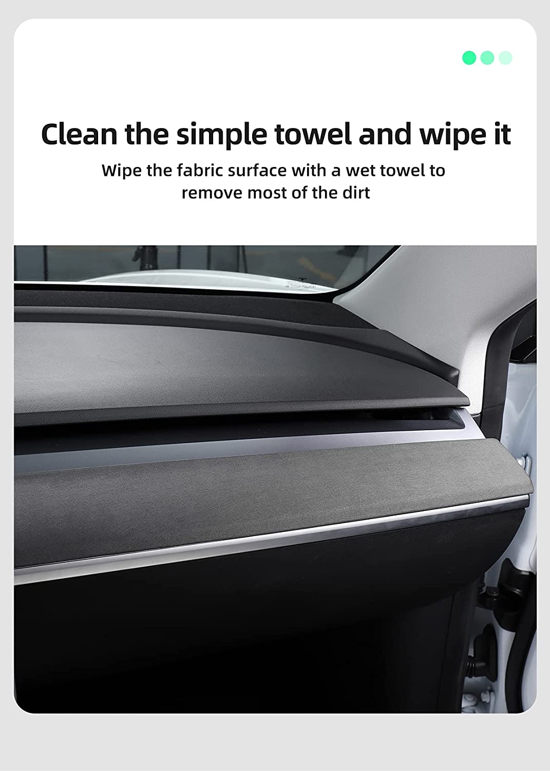 Tesla Model 3, Y Dashboard Cap Cover, Alcantara Leather, Dark Gray, 2017-2020