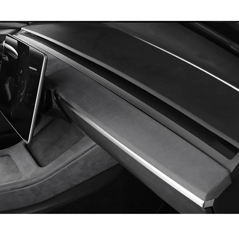 Tesla Model 3, Y Dashboard Cap Cover, Alcantara Leather, Dark Gray, 2017-2020
